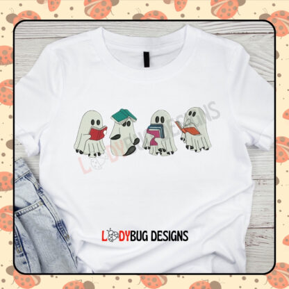Halloween Reading Ghost Embroidery Design - Image 2