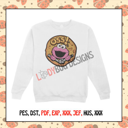 Cookies Monster Machine Embroidery Design, available in multiple sizes and formats, perfect for kids' apparel and t-shirts
