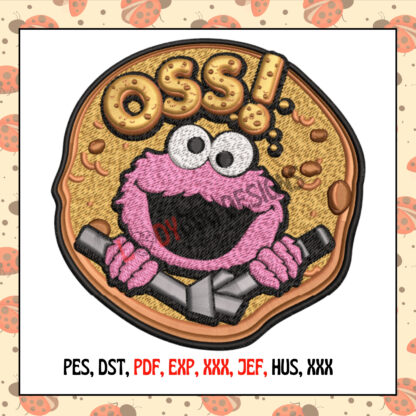 Cookies Monster Machine Embroidery Design, available in multiple sizes and formats, perfect for kids' apparel and t-shirts