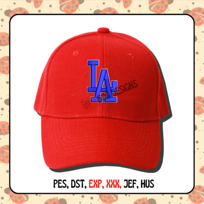 LA Hat Embroidery Design, perfect for customizing hats, fully digitized for high-quality stitching