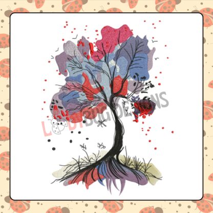 Colorful Tree Embroidery Design