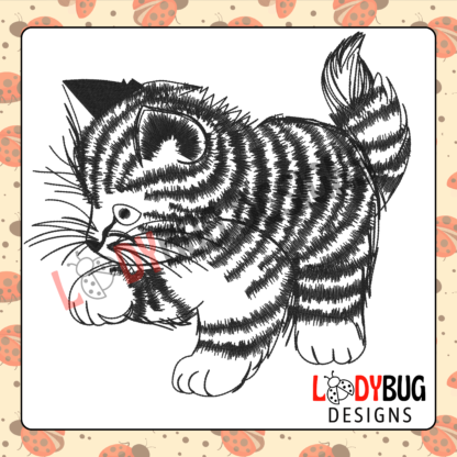 cute cat e,broidery design