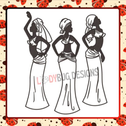 African Dancing Ladies Applique Embroidery Design