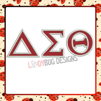 The Ladybug Designs, Delta Sigma Theta Embroidery Design, sorority embroidery patterns, Delta Sigma Theta apparel design, embroidery for tote bags, embroidery for jackets, custom embroidery, vibrant stitching designs, professional embroidery, PES embroidery files, DST embroidery formats, JEF embroidery files, EXP embroidery designs, VP3 embroidery patterns, custom sorority projects, embroidery for hats.