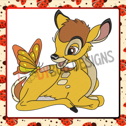 Bambi and Butterfly Embroidery Design 224