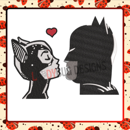 Couple Bat and Cat Embroidery Design