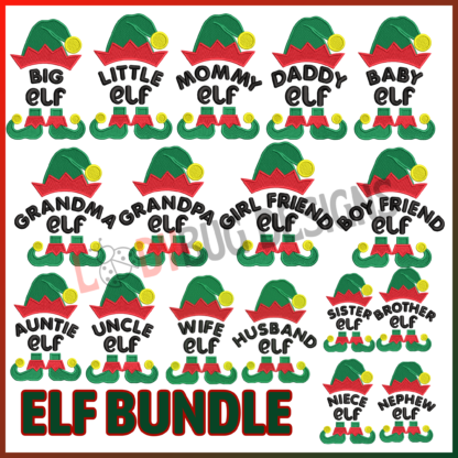 Size, 4x4 inches, 17 Designs in just 10$ Download Now: https://www.theladybugdesigns.com/product/elf-family-bundle-embroidery-design-225/
