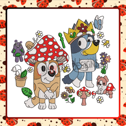 Bluey King Bingo Mushroom Embroidery Design